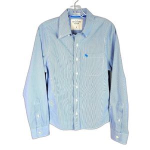 Abercrombie & Fitch Blue White Stripes Long Sleeves Button Down Dress Shirt S